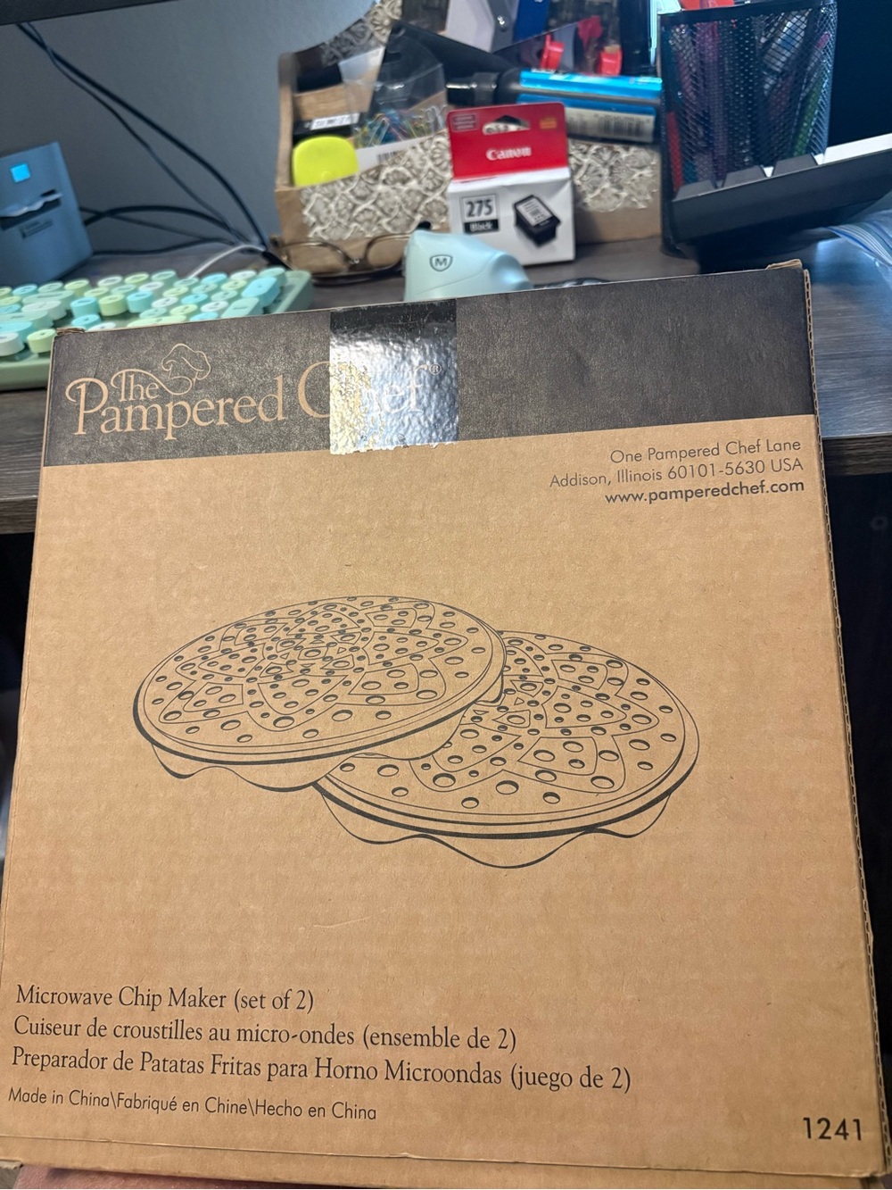 Pampered Chef Microwave Chip Maker Set — Brown Cardboard Packaging